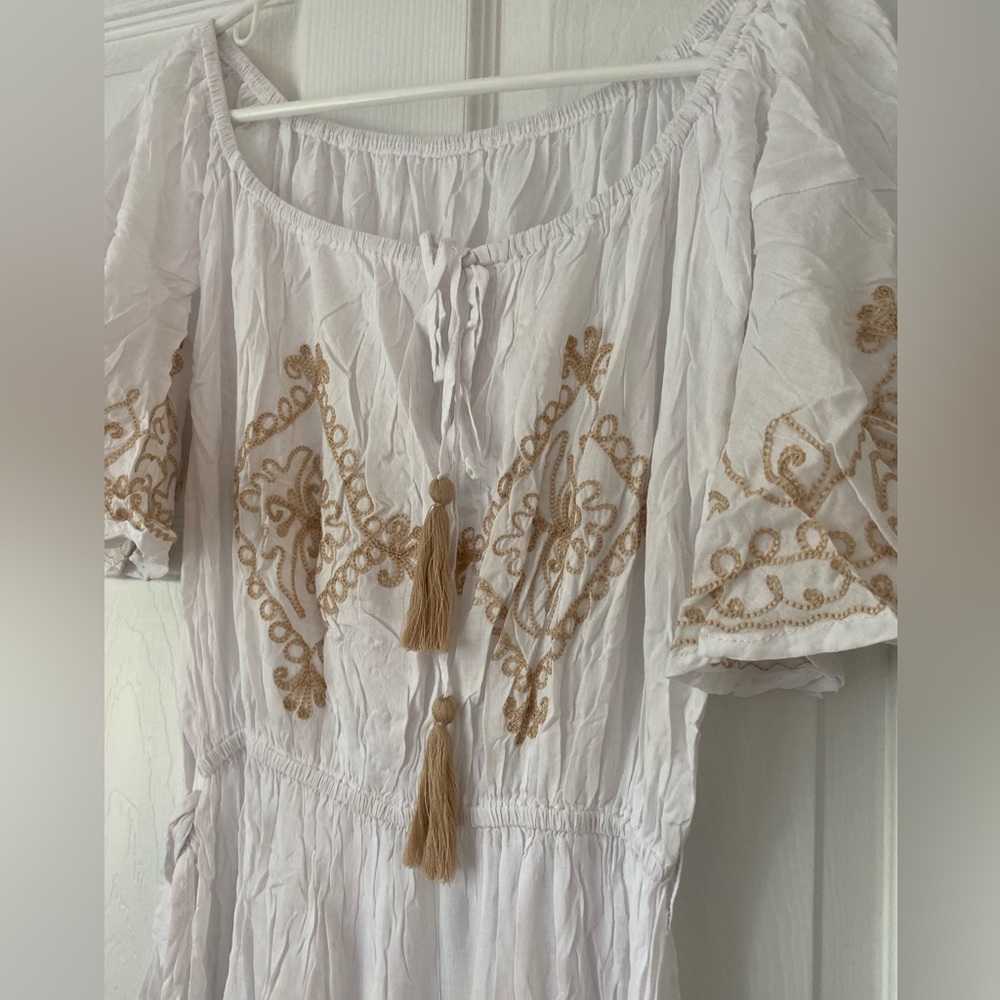 White Embroidered Boho Beach Dress | CocoRose Bali Made Island Wear